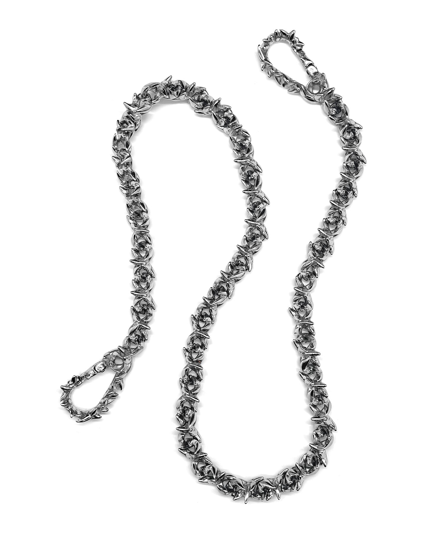 Silver wallet chain on a white background