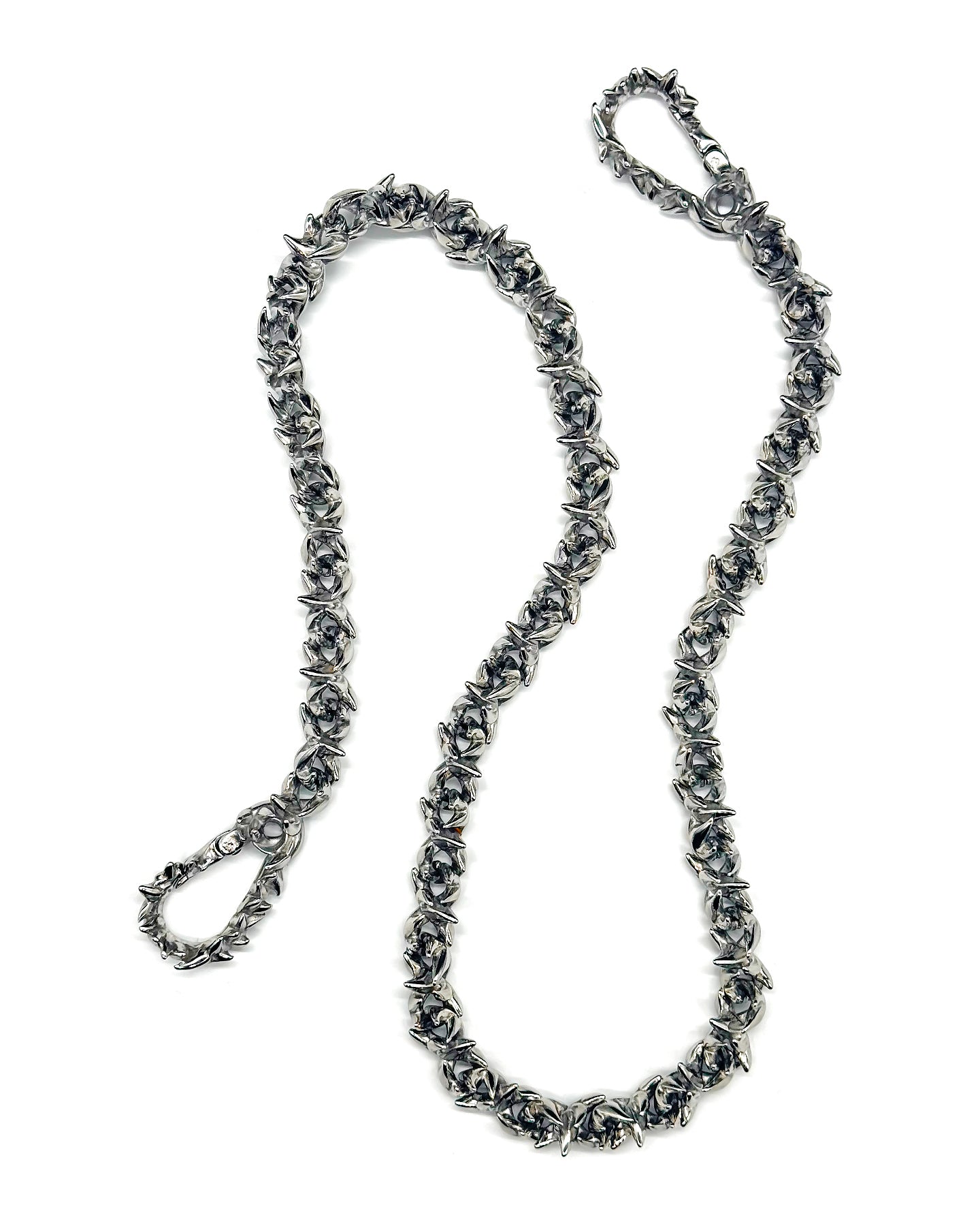 Steel infinity wallet chain on a white background
